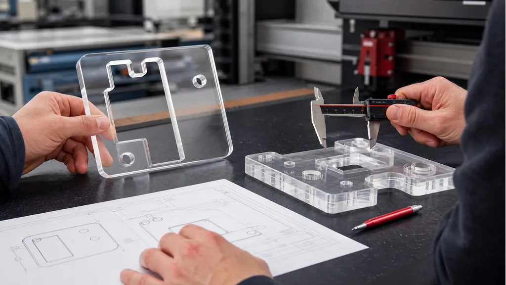Productteam vergelijkt plexiglas lasersnijden en CNC frezen aan de hand van randen, gaten en toleranties.
