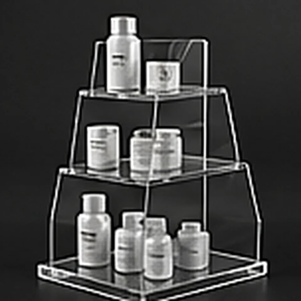 Voorbeeld van een transparant acrylaat productdisplay.