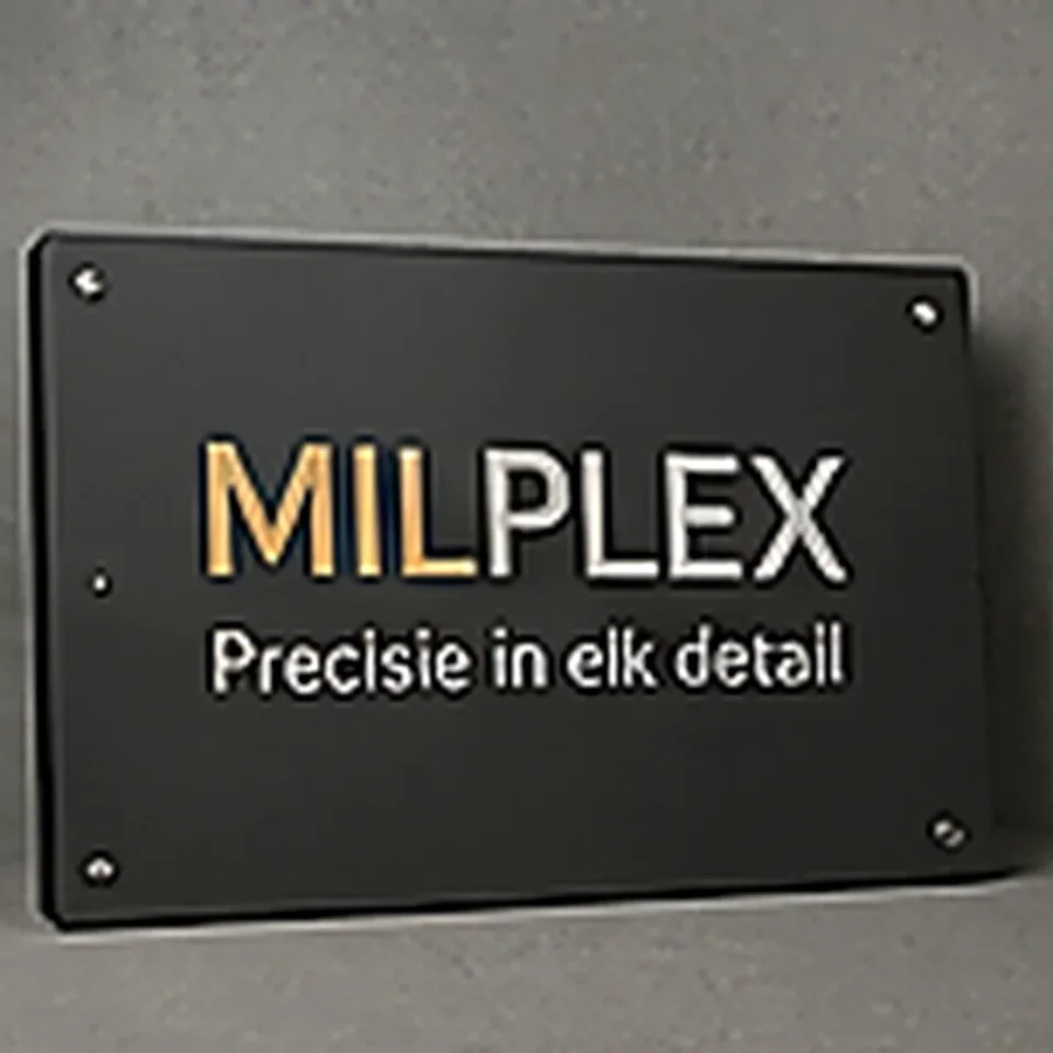 Voorbeeld van een maatwerk naamplaat in ACM of HPL.